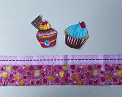 1 Kit Barra + Patch Aplique para Pano Prato 2 Cupcakes #9