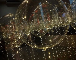 BALÃO BUBBLE TRANSPARENTE COM LED AMARELO 20´´ SEM VARETA