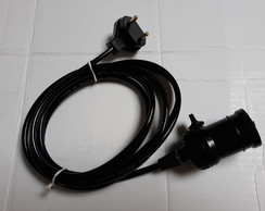 Cabo Pendente 3m Com Interruptor E Bocal E-27 Com Tomada