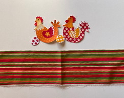 2 Kits Barra + Patch Aplique para Pano de Prato Galinha #27