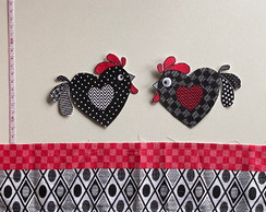 2 Kits Barra + Patch Aplique para Pano de Prato Galinhas #29