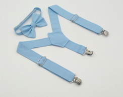 4 Kits Suspensório Gravata Borboleta Azul Serenity Infantil