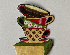 2 Patch Aplique Termocolante Xicaras e Livro ( 2 Unidades )
