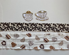 2 Kits Barra + Patch Aplique para Pano de Prato Café #14