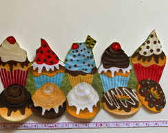 1 Patch Aplique Termocolante 5 Cupcakes e Doces