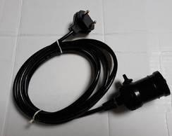 Cabo Pendente 2m Com Interruptor E Bocal E-27 Com Tomada