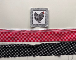 2 Kits Barra + Patch Aplique para Pano de Prato Galinha #36
