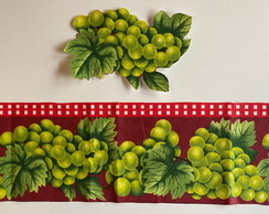 2 Kits Barra + Patch Aplique para Pano de Prato Uvas Verdes