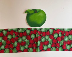 2 Kits Barra + Patch Aplique para Pano de Prato - Maça Verde