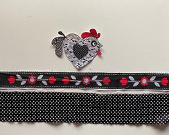 2 Kits Barra + Patch Aplique para Pano de Prato Galinha #37