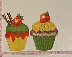 2 Patch Aplique Termocolante Cupcake Amarelo Verde #30