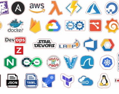 Kit 48 Adesivos Devops Cloud AWS GCP Azure Git Dev Geek Nerd