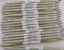Lápis Personalizado 15 Anos Dourado e Branco