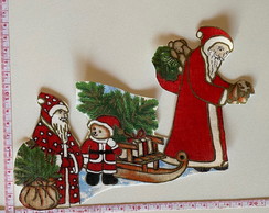 2 Patch Aplique Termocolante Papai Noel Treno Rei Mago