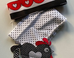 2 Kits Barra + Patch Aplique para Pano de Prato Galinha #39