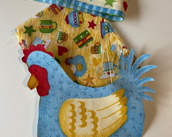 2 Kits Barra + Patch Aplique para Pano de Prato Galinha #43