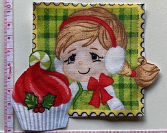 Patch Aplique Termocolante Boneca Natalina com ( 2 Unidades)