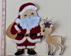 Patch Aplique Termocolante Papai Noel com Rena (2 Unidades )