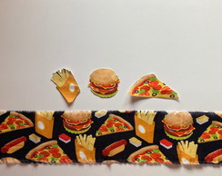 2 Kits Barra + Patch Aplique para Pano de Prato Hamburger F