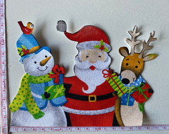 Patch Aplique Termocolante Papai Noel Rena e Boneco de Neve