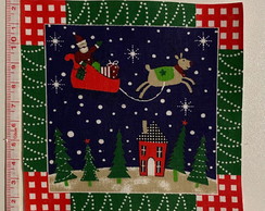 Patch Aplique Termocolante Papai Noel com Rena 2 Unidades