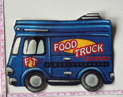 1 Patch Aplique Termocolante Food Truck Azul Grande