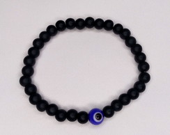 Pulseira Ônix com pingente olho grego