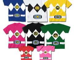 Kit 6 Camisetas Infantis + 2 Bodies Power Rangers Mighty Mor