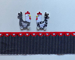 2 Kits Barra + Patch Aplique para Pano de Prato Galinha #50