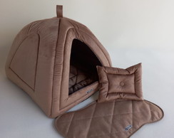 Casinha Iglu para Pets Suede 60x60 com 4 peças