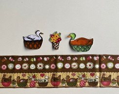 2 Kits Barra + Patch Aplique para 2 Panos de Prato Patos #1