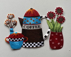 2 Patch Aplique Bule Xícaras e Vaso de Flores #2 2 Unidades