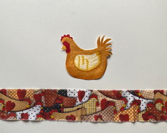 2 Kits Barra + Patch Aplique para Pano de Prato Galinhas #52