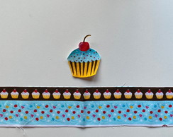 2 Kits Barra + Patch Aplique para Pano de Prato Cupcakes #31