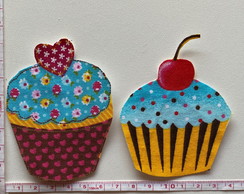 2 Patch Aplique Termocolante Cupcake Amarelo e Azul #38