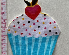 3 Patch Aplique Termocolante Cupcake Azul #18 ( 3 Unidades )