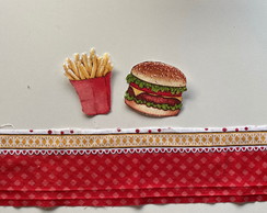 2 Kits Barra + Patch Aplique para Pano de Prato Hamburger F