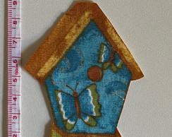 2 Patch Aplique Termocolante Casinha Verde Azul Borboletas