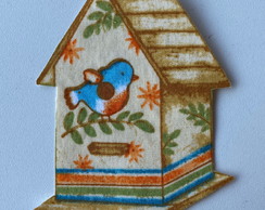 2 Patch Aplique Termocolante Casinha Bege Passaros