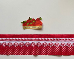 2 Kits Barra + Patch Aplique para Pano de Prato Cesto Cereja