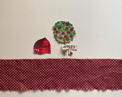 2 Kits Barra + Patch Aplique para Pano de Prato Arvore Maças