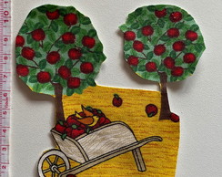 2 Patch Aplique Termocolante Macieira Carrinho com Maças