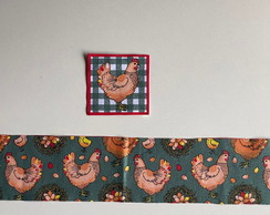 2 Kits Barra + Patch Aplique para Pano de Prato Galinha #60