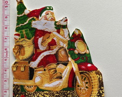 2 Patch Aplique Termocolante Papai Noel na Motocicleta