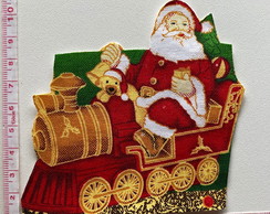 2 Patch Aplique Termocolante Papai Noel na Locomotiva