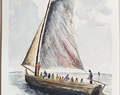 Aquarela - Barco em Salvador