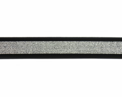 Elástico Preto com Lurex Prata2,5cm - (c1016)