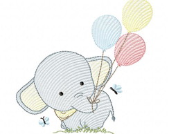 Matriz 3 Tam Elefante Elefantinho com Balões Matriz Bordado