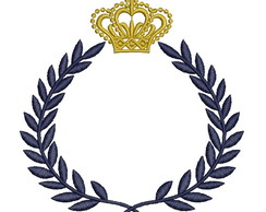Matriz de bordado Moldura de Ramos com Coroa Superior