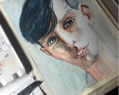 Pintura Retrato em Aquarela